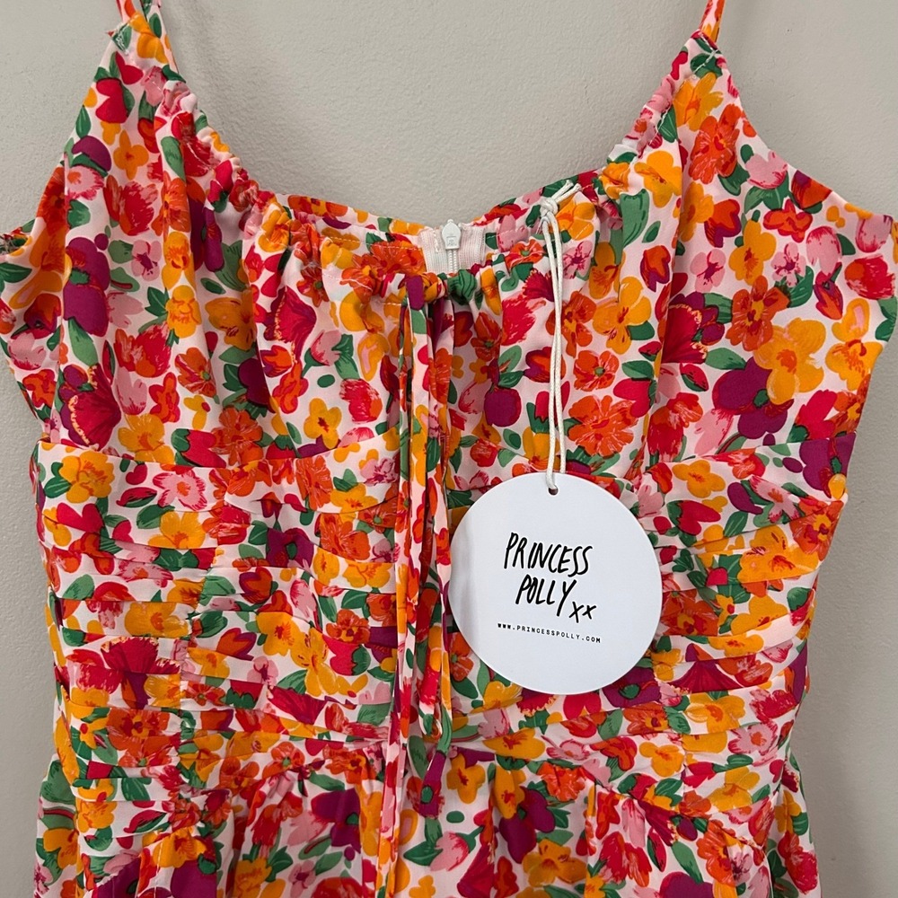 Princess Polly Dress‎ Barrett Womens 12 Multi Floral Orange Pink Mini Summer NWT